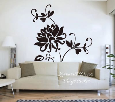 Grote Lotus Bloem Muursticker Baby Nursery Kinderkamer Giant Plant Lotus Bloemen Muurtattoo Slaapkamer Woonkamer Vinyl Decoratie