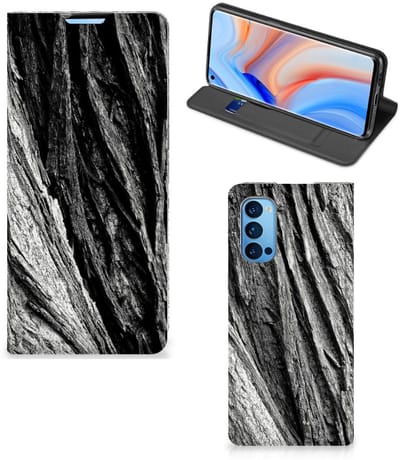Book Wallet Case OPPO Reno4 Pro 5G Boomschors Grijs
