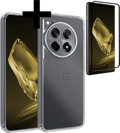 Hoesje - Met Screenprotector - Geschikt voor OnePlus 12R - Sterk & Shockproof - Back Cover - Siliconen Case - Telefoon Hoes - Telefoonhoesjes - Transparant