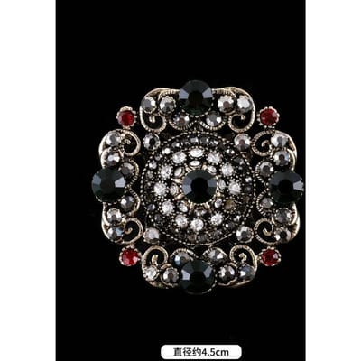 Barok Stijl Vintage Dames Heren Mode Kristal Broches Spelden Retro Paleis Metalen Badges Reversspeld Unisex Feest Corsage Sieraden black