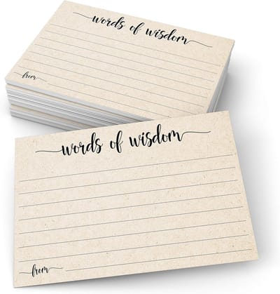 Wijsheidskaarten 50 stuks 10,2 x 15,2 cm – luxe tankleur advieskaarten voor bruiloft, babyshower, jubileum en meer – blanko ontwerp voor creatief advies