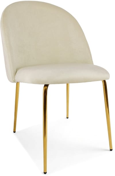 Eetkamerstoel INCA - Lichtbeige fluweel - Gouden metalen poten - Modern design