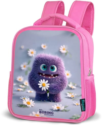 NoBoringSuitcases.com® - Rugzak roze - Schooltas meisjes - Paars Pluizig Vriendje met Madelief - Kinder rugtas meisje - Boekentas kind - Kinderrugzak voor school - Schoolrugzak