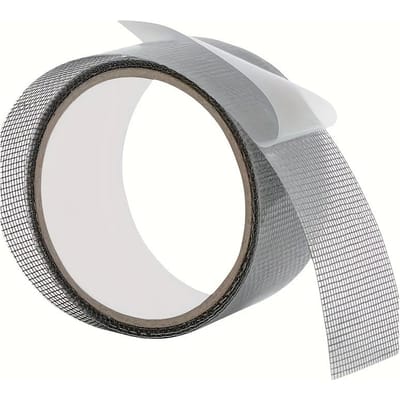 Zwarte Raamhor Reparatiekit met Lijm en Waterdichte Tape om Gaas af te Dekken voor het Repareren van Gaten in Raamhorren en Gaasdeuren zwart