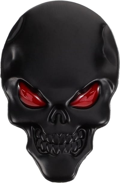 SnelShoppen - 3D Zwart Auto Embleem Demon Skull Logo - Metalen Sticker voor Voertuigen, Decoratie voor Auto, Deuren, Postbussen, Glas en Metaal