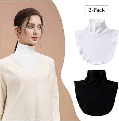 YAGXIG Vervangende halsbandset voor dames (2-pack) - Afneembaar - Dameskraag - Losse dameskraag (binnenste laag) - Hoge hals - Effen dameskraag - Afneembare kraag - Vervangende kraag - One Size Fits All