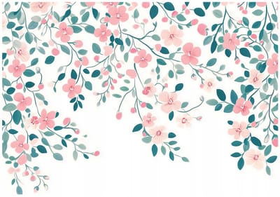 WALLARENA - Fotobehang - 150x105 cm - Fototapete met bloemen en bladeren in roze voor slaapkamer en salon, vliesbehang