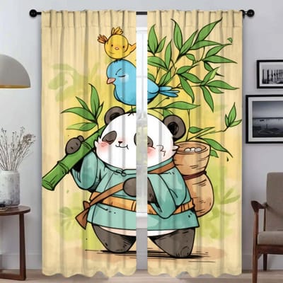 Panda Halloween Decoratie Anti-muggengordijnen voor Woonkamer Tule voor Slaapkamer Raamgordijn Huis Interieur Gordijnen Shades W50xH70cmx2pcs-CL