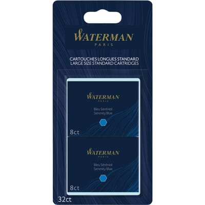 Waterman vulpeninktpatronen | lange International | uitwasbare blauwe inkt | 32 inktpatroon