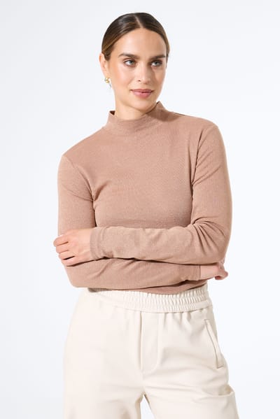 GARCIA Dames Effen T-shirt Bruin Lange mouw