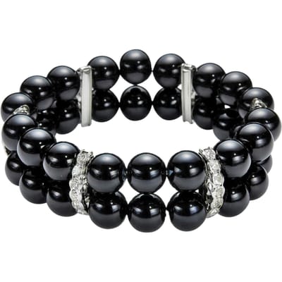 Behave - Zwarte parel armband dames - Brede rekarmband 2 cm - Elegant sieraad - Cadeau voor haar