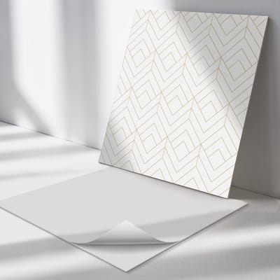 Wallfluent Vinyl Tegels - Geometrisch Ruitpatroon Vinyl Tegels Zelfklevend - 30 cm x 30 cm - Romig PVC Tegels - 9 stuks - Vierkant PVC Tegels - Patroon Plaktegels - Zelfklevende Vinyltegels - Plaktegels Keuken en Badkamer