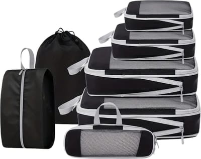 Nivard Koffer Organizer Set - Packing Cubes - Compressie - Travel - Compression - Set - Zwart