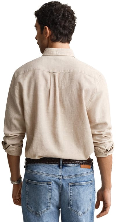 Overhemd gant linnen beige button down