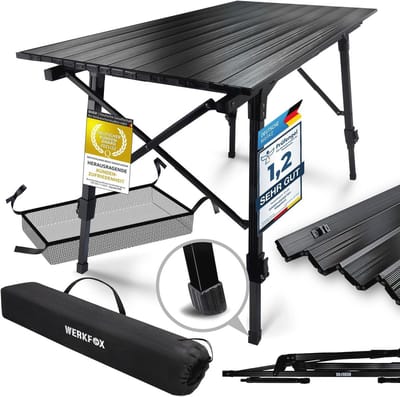 Multifunctionele Campingtafel - In hoogte verstelbare Vouwtafel 90x51cm met Draagtas - Belastbaar tot 30kg