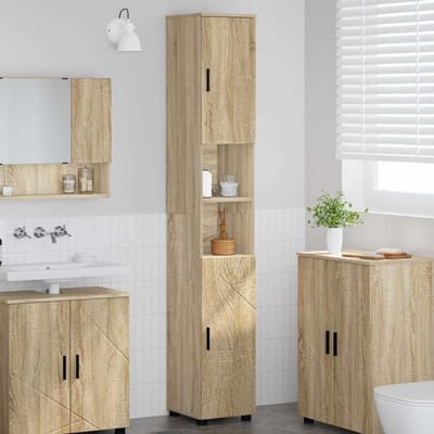 vidaXL - Badkamerkast - Sonoma - Eik - 30 - x - 35 - x - 192 - cm - Bewerkt - hout - & - Metaal
