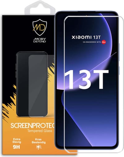 MobyDefend Screenprotector - Geschikt voor Xiaomi 13T - Case-Friendly Screensaver - Gehard Glas