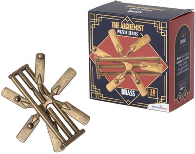 Recent Toys breinbreker The Alchemist van messing - uitdagende puzzel.