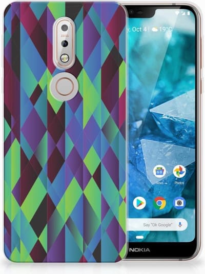 Nokia 7.1 TPU Hoesje Abstract Green Blue