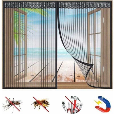 Magnetisch raamhor/klamboe, automatische magnetische sluiting, geschikt voor ramen of deuren - Zwart 120x120 cm