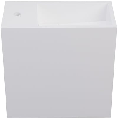 Vente-unique Witte hangende wastafel van solid surface met nis - Kraan links - 40 cm - PUMORI
