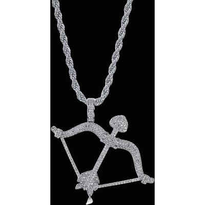 Europese en Amerikaanse Mythologie Cupido's Pijl Gepersonaliseerde Hanger met Zirkonia Inleg Trendy Ketting Accessoire gray