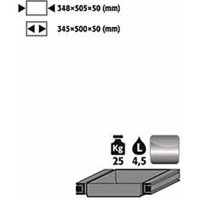 Standaard uittrekbaar dienblad voor asecos veiligheidskasten van de series Q30, Q90 en S90, roestvrij staal 1.4301, B 348 x D 505 x H 50 mm, 4,5 l, tot 25 kg