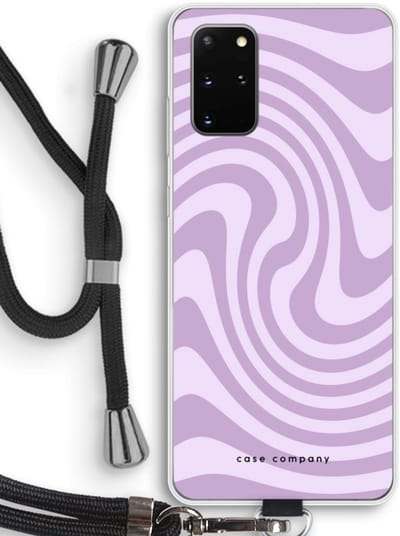 Case Company® - Hoesje met koord geschikt voor Samsung Galaxy S20 Plus hoesje met Koord - Swirl Paars - Telefoonhoesje met Zwart Koord - Bescherming aan alle Kanten en Over de Schermrand