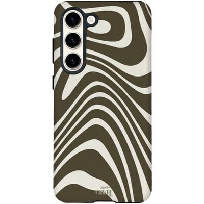 xoxo Wildhearts Boogie Wonderland Green - Hoesje geschikt voor Samsung Galaxy S23 - Siliconen hoesje met dubbele beschermlaag - Luxe case - Stevige backcover - Golvenprint - Golvend patroon - Groen