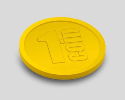 Reliëfmunten 1 Coin 29mm / Consumptiemunten / Betaalmunten (per 250 stuks) - GEEL