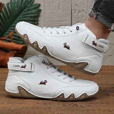 Zomer Heren Lichtgewicht Casual Merk Schoenen Ademend Zakelijk Leren Schoenen Zacht Zool Comfortabele Casual Loafers 41 white