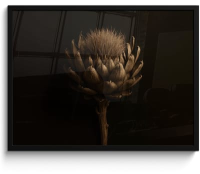 Poster in lijst - Fotolijst 80x60 cm - Posters - Donkerbruin - Bloem - Textuur - Artisjok - Posterlijst zwart - Decoratie - Wanddecoratie woonkamer - Muurdecoratie slaapkamer