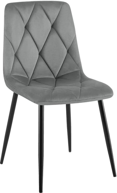 CLP Clairton Eetkamerstoel - klassiek - met zwart metalen frame - Belastbaar tot 150 kg - fluweel - Velvet - Fluweel/donkergrijs