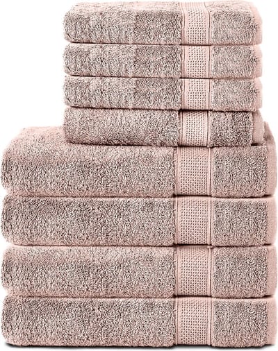 Komfortec Handdoekenset – Set van 8 - 4x Handdoek 50x100 cm en 4x Badhanddoek 70x140 cm - 100% Katoen - Bloesemroze