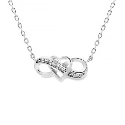 Juwelier Zwartevalk - Zilveren (gerhodineerd) ketting met infinity en hart - 25.280