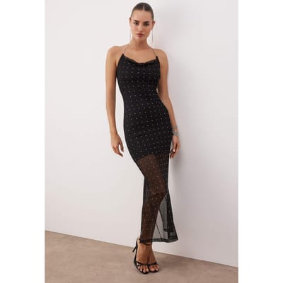 Rechte maxi-jurk voor dames, mouwloos, nauwsluitend model, cocktailjurk