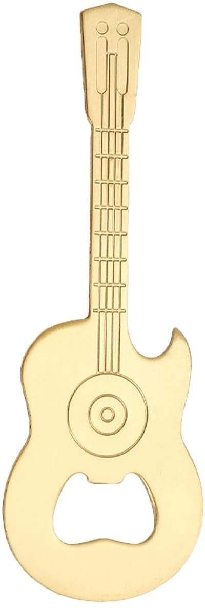 Dailygoods - Flesopener, creatieve gitaar magnetische fles en blikopener, 2-in-1 roestvrijstalen ontwerp, werkt als koelkastmagneet, ideaal cadeau voor muziekliefhebbers en bierliefhebbers, goud
