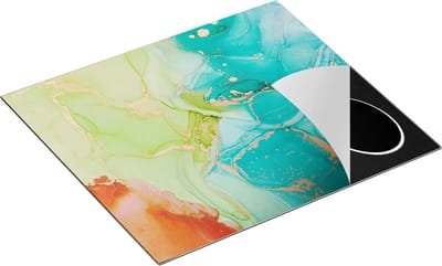 Chefcare Inductie Beschermer Abstracte Kunst - Kleurrijke Marmer - 60x50 cm - Afdekplaat Inductie - Kookplaat Beschermer - Inductie Mat