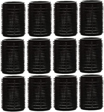 12 Stuks Zwarte Grote Haarrollers 30 mm voor Krullen en Golven