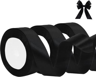 Zwart Satijnen Stof Lint 25mm Breed voor Cadeauverpakking Strikken en Decoratie