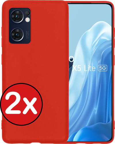 Hoesje - 2 Stuks - Geschikt voor OPPO Find X5 Lite - Sterk & Shockproof - Telefoonhoes - Back Cover - Case Siliconen - Telefoon Hoes - Rood