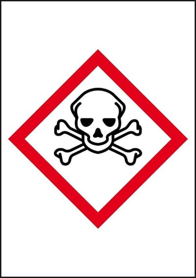 GHS06 giftige stoffen sticker, 10 per vel, rechthoek 26 x 37 mm - 10 per vel