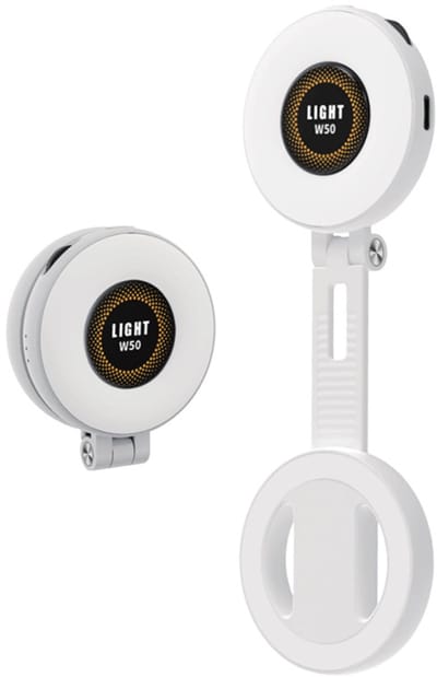 MagSafe Ringlamp LED – 2 in 1 LED lamp en telefoon standaard - Uitschuifbaar, 180° Kantelbaar, Ideaal voor Vloggen & Video Calls - Wit