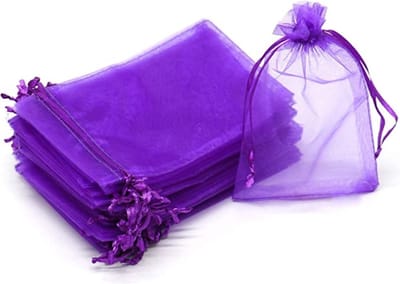 50x Organza zakjes - 10x15 cm - Feestzakjes - Snoepzakjes - Cadeauzakjes - Geboorte - Sieradenzakjes - Trekkoord - Paars - 50 Stuks