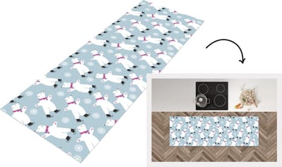 Keukenloper - Loper keuken - Schaatsen - IJsbeer - Patronen - 150x50 cm - Keukenloper vinyl