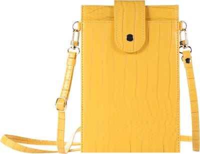 Stravo Kleine Crossbody Mobiele Telefoon Portemonnee voor Vrouwen - Stone 2# - Geel - Lichtgewicht Schoudertas met Creditcardvakken, Meisjes Steen Getextureerde Echte Leren Telefoontas voor iPhone/Samsung/Huawei/Google/etc Telefoon binnen 7 Inch