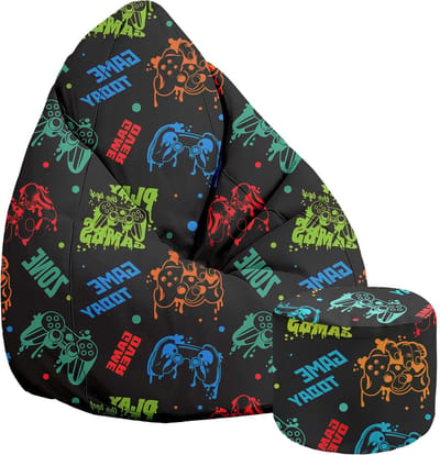 DreamRoots Velvet Zitzak voor Volwassenen – Luxe Beanbag met Voetsteun en Afneembare Hoes – Inclusief Vulling – 80x80x120 cm - Game Zone