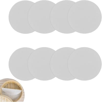 QTTVBTNA – Set van 8 Stoommatten - Siliconen - Herbruikbare Antiaanbak Stoominzet met Fijn Mesh - Geschikt voor Bamboe Stoommand en Stoompan - Voor Groenten Dim Sum en Broodjes - Keukenaccessoire voor Gezond Koken - Duurzaam en Hittebestendig - Ø25cm