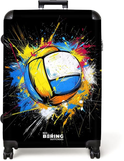 NoBoringSuitcases.com® - Koffer groot - Reiskoffer lichtgewicht - Volleybal met graffiti - Rolkoffer met 4 wielen - Grote trolley XL - 98 liter bagage