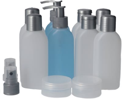 Reisflesjes Set Shiny Silver - 2 Sets van 6 - Kunststof PE BPA-vrij - Navulbare Reisflesjes, Reisflacons Handbagage, Reisset Flesjes, Reisverpakking - Transparant en Zilver